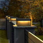 Square Led Hardwired Solar Outdoor Pier Mount Lantern Post Light Black