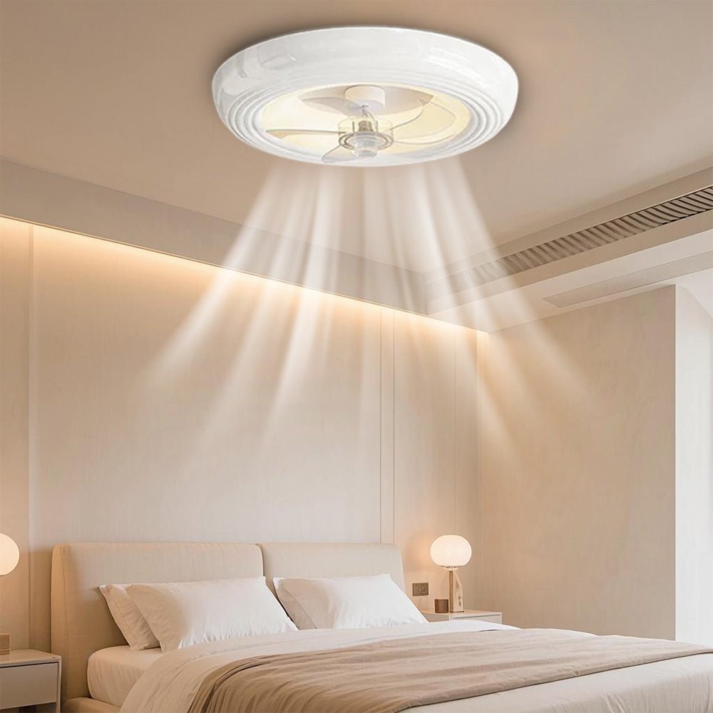 Macaron Simple Stylish Bedroom Ceiling Fan With Led Lights