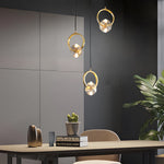 1 3 Light Round Copper Crystal Led Pendant Light