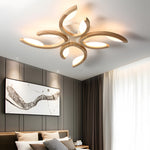 Multi Lights Floral Design Wood Semi Flush Mount Ceiling Light For Living Room