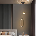 Round Oval Rings 3 Step Dimming Led Starry Projection Modern Pendant Lights