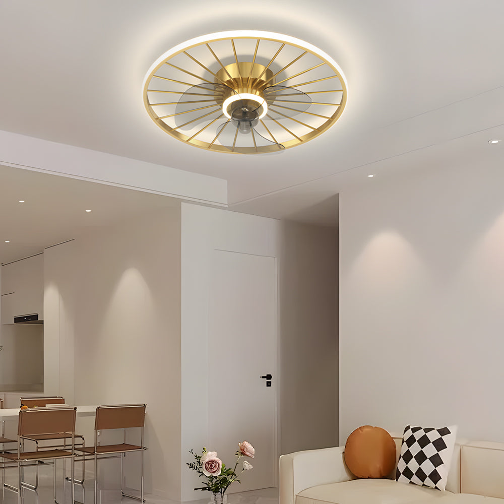 Round Silent Mute Three Step Dimming Nordic Modern Ceiling Fan And Light