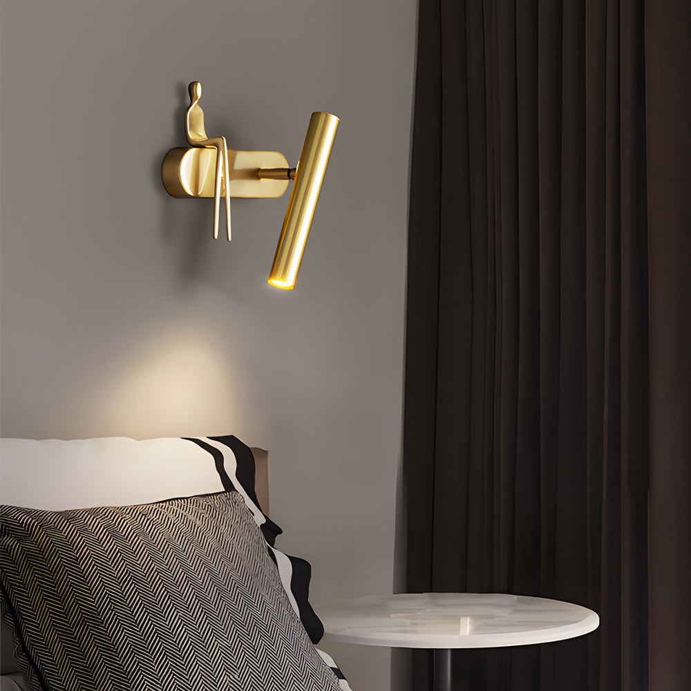 Brass Villain Wall Lamp 1 Light Slender Adjustable Led Wall Spotlight