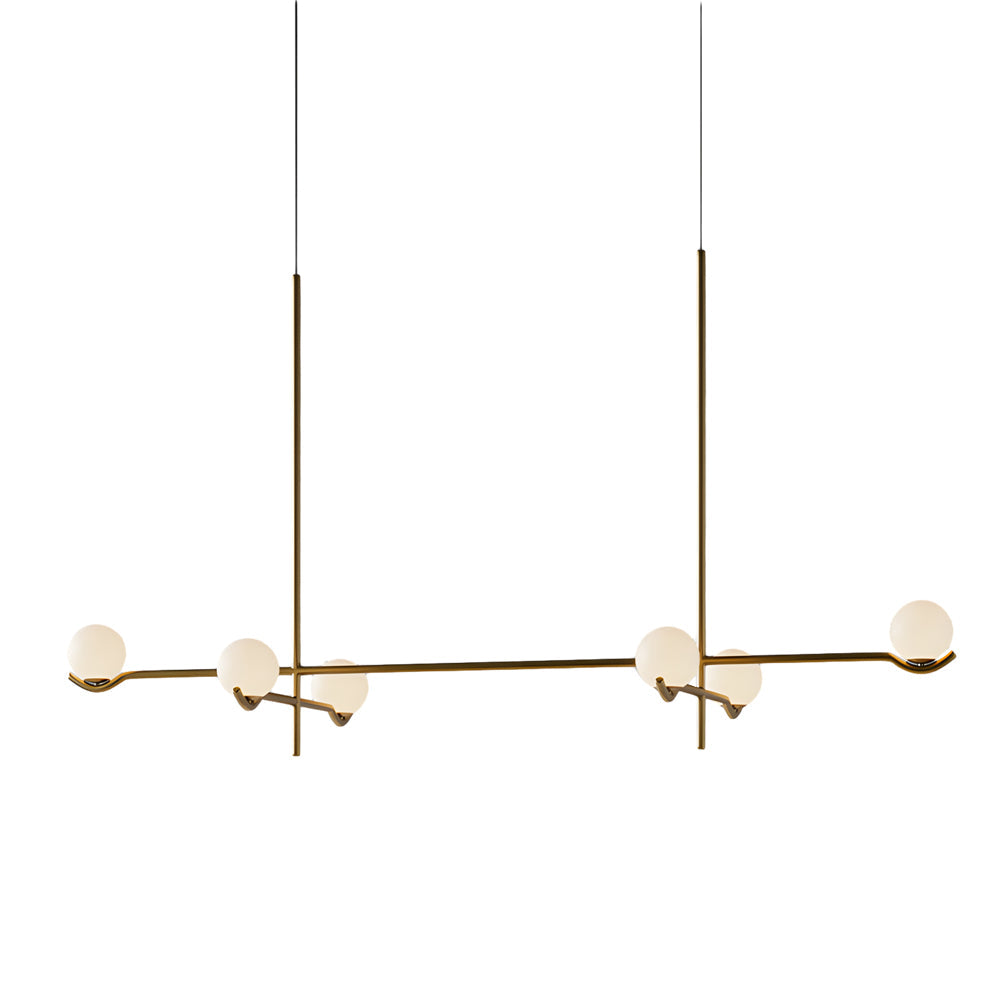Modern Linear Glass Ball Pendant Light With 3 4 6 Light Black Gold