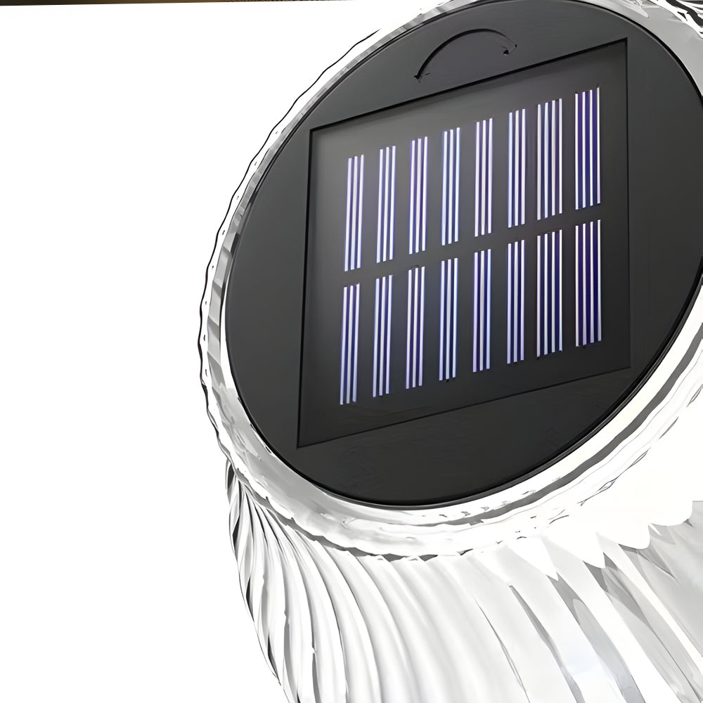Black Metallic Arm Solar Outdoor Wall Light Adjustable Glass Shade