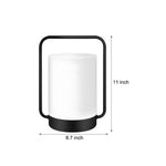 Modern Black Portable Outdoor Table Lamp With White Cylinder Shade Usb Ip65