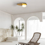 1 Light Led Oval Metal White Glass Flush Mount Ceiling Light