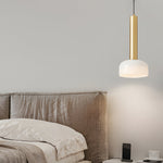 Modern Copper Tube 1 Light White Glass Bowl Pendant Light