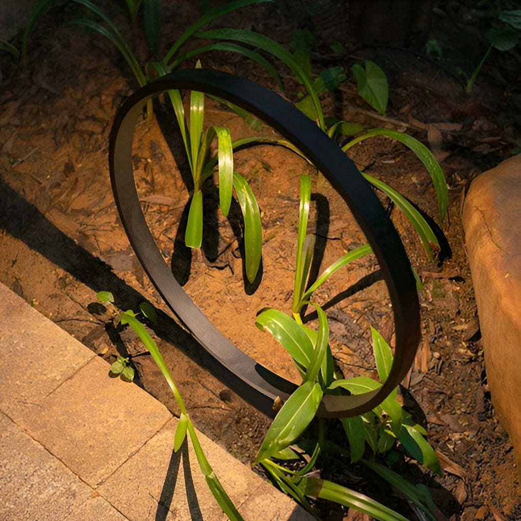 Modern Black LED Pathway Light with Circular Ring Design for Landscape and Garden