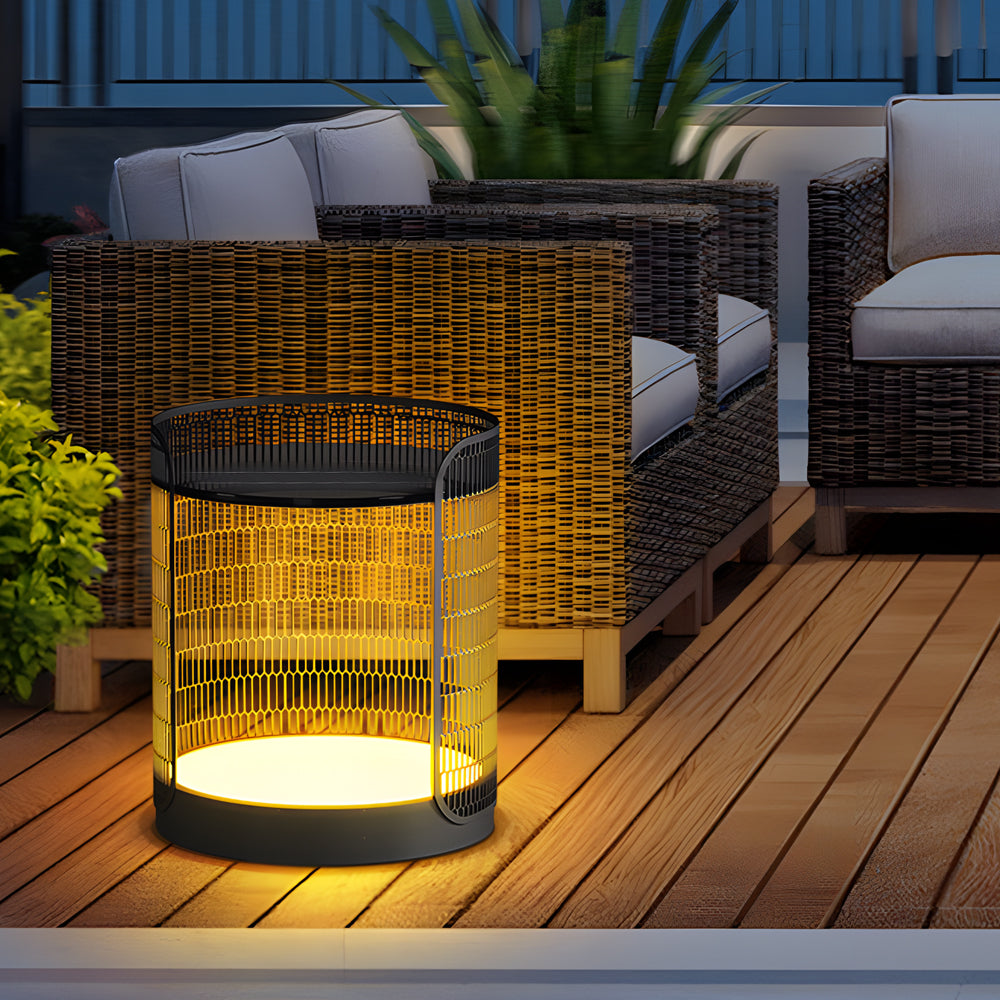 19 Inch Led Open Mesh Outdoor Floor Lamp With Table