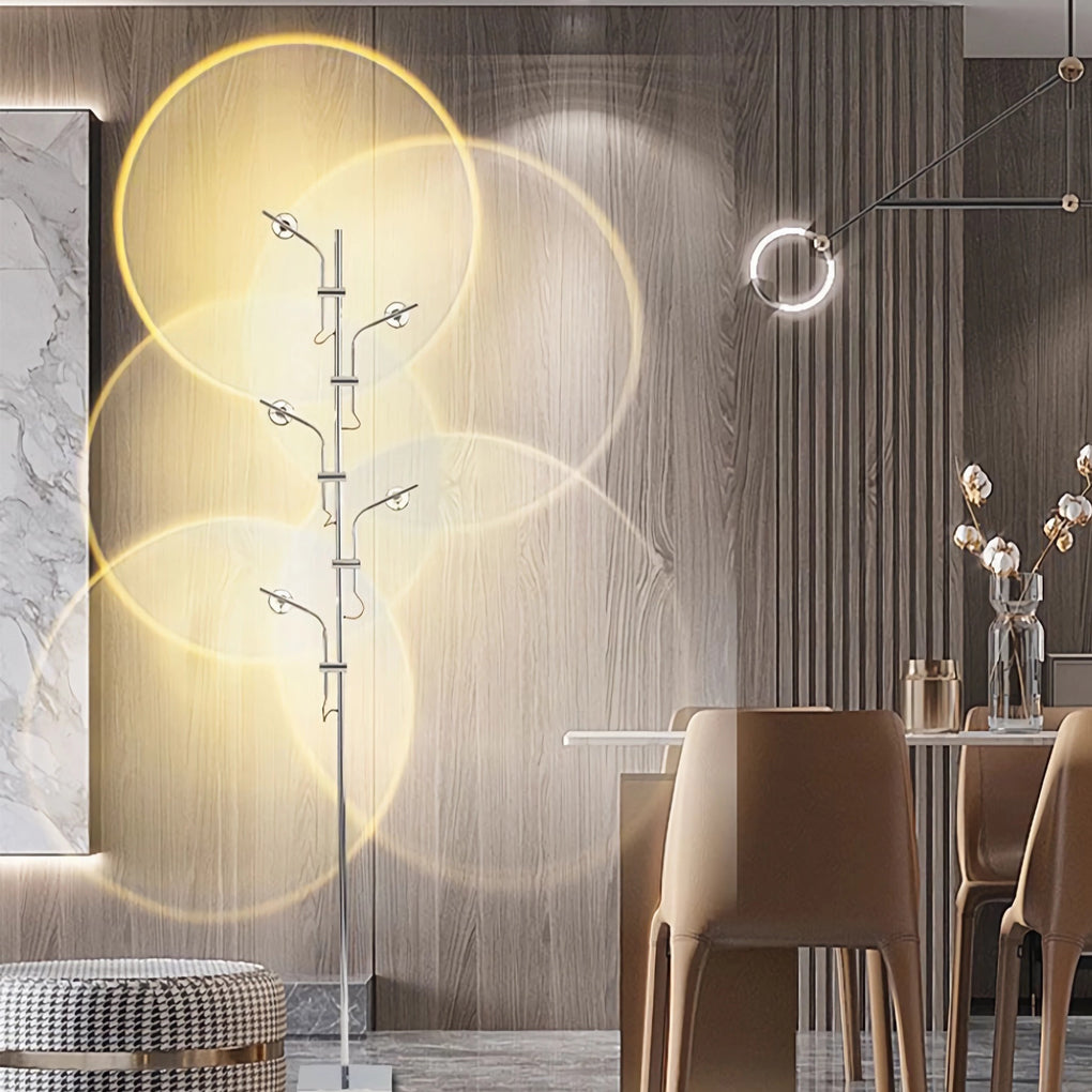 Industrial Multi Angle Task Lighting Chrome Floor Lamp