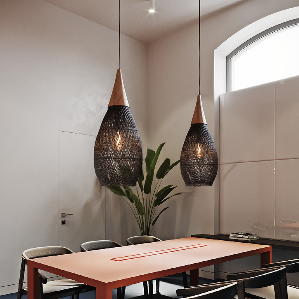 Vintage Rattan Woven Chandelier