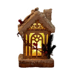 Artisan Wooden Christmas Village Houses with Warm Glow