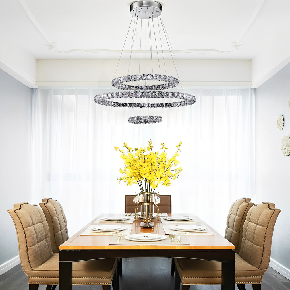 Luxury Crystal Led Chandelier 3 Tier Geometric Or Stacked Led Pendant Light