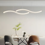 2 Wavy Line Led Dining Room Pendant Light 3 Step Dimming