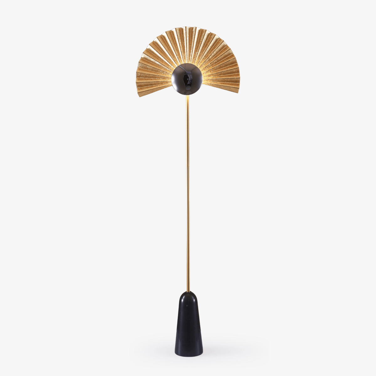 Gilded Fan Floor Lamp – Art Deco Illumination for Modern Living Spaces