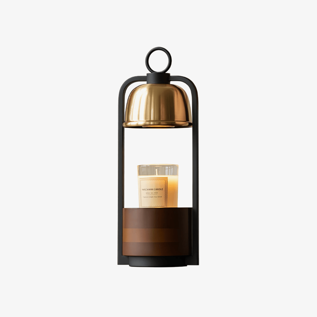 Lunara Candle Warmer Lamp – Brass & Walnut Table Light