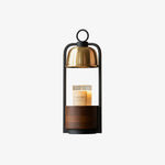 Lunara Candle Warmer Lamp – Brass & Walnut Table Light