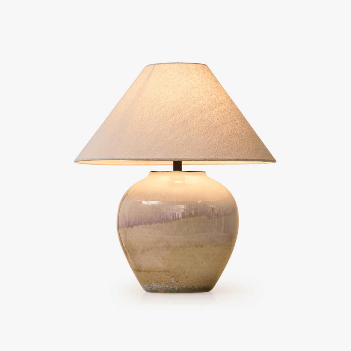Artisan Gradient Ceramic Jar Table Lamp with Linen Shade