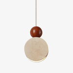 Liora Pendant Light in Yellow Travertine and Walnut Wood