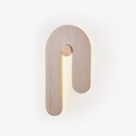 Loop U Wall Sconce in Yellow Travertine with Wood Accent