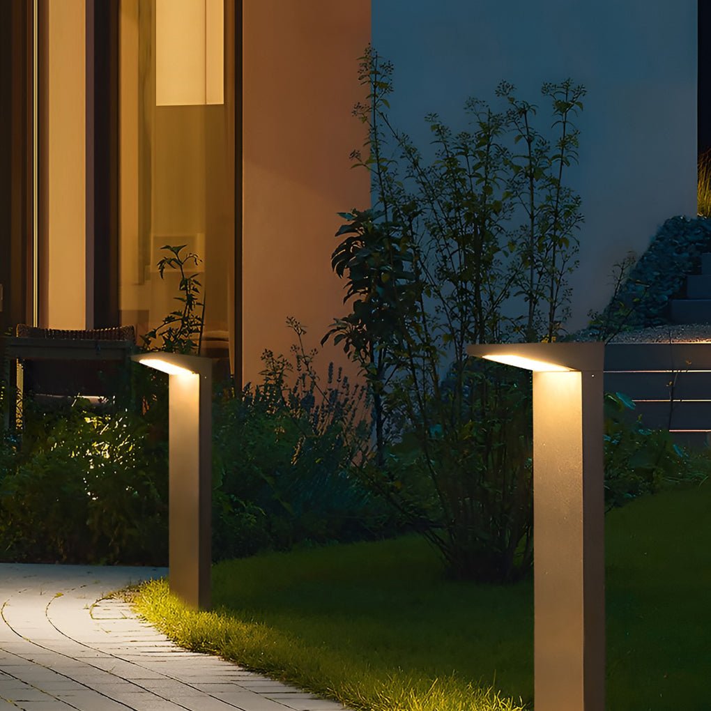 L-Shaped Solar LED Bollard Light in Black for Pathways and Gardens