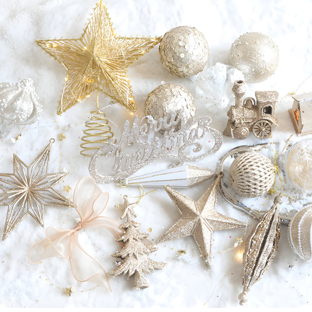 Champagne Gold Christmas Ornament Set – 70 Piece Festive Tree Décor Collection