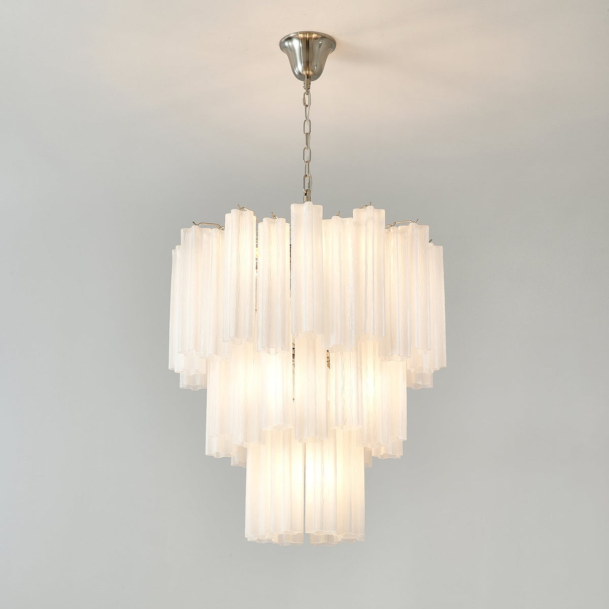 Frosted Mist Glass Tube Chandelier for Modern Interiors
