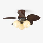 Tropi Glow Ceiling Fan Light with Botanical Blades and Opal Glass Globes
