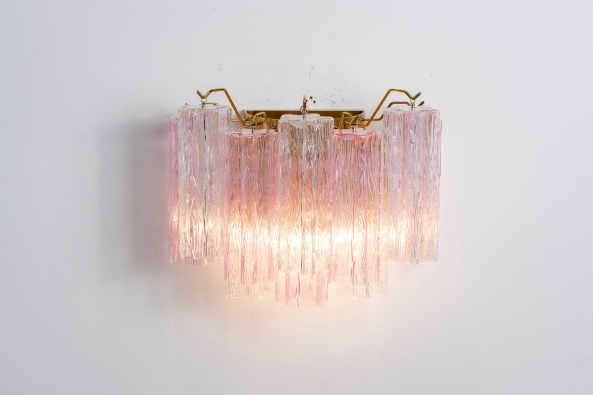 Eloria Glass Wall Sconce — Tiered Fluted Glass, Gold Frame