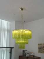 Glacier Tier Chandelier — Hand-Cast Glass Pendant Light in Gold