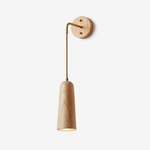 Norvyn Wood Drop Wall Sconce in Brass and Natural Wood