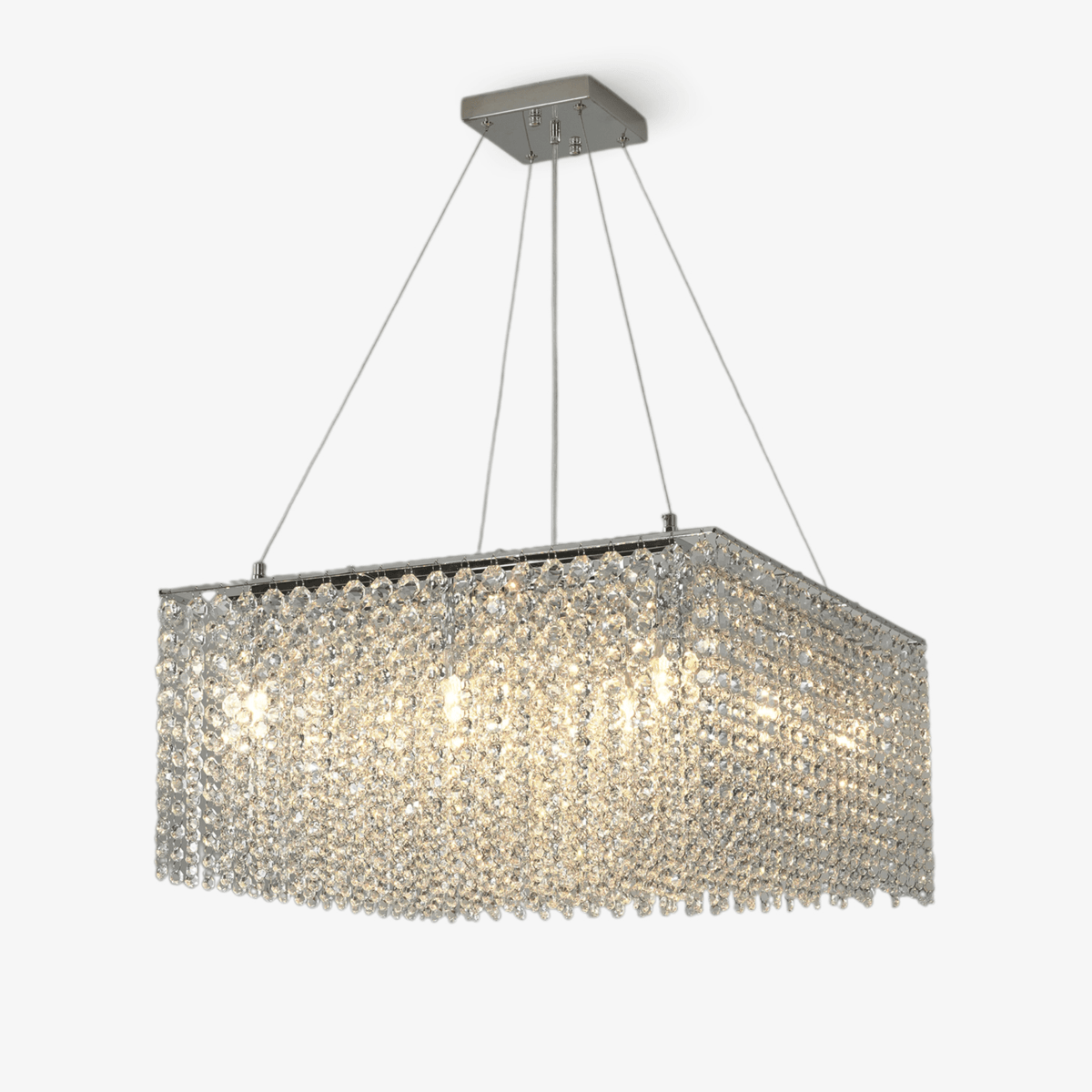 Crystal Frame Chandelier – Modern Geometric Pendant Light for Dining Room and Living Room