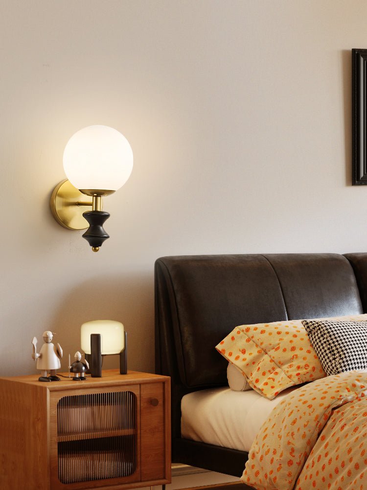 Elodie Globe Wall Sconce — Modern Brass & Glass Wall Light for Bedroom, Living Room