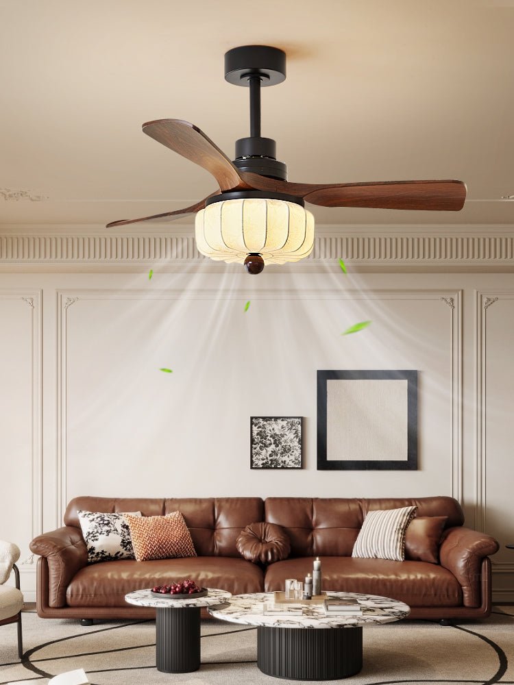 Elira Vintage Ceiling Fan with Light — Walnut Blades & Integrated LED