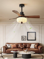 Elira Vintage Ceiling Fan with Light — Walnut Blades & Integrated LED