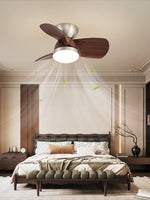 Miroter Ceiling Fan Light with LED, Flush Mount, Walnut & Nickel