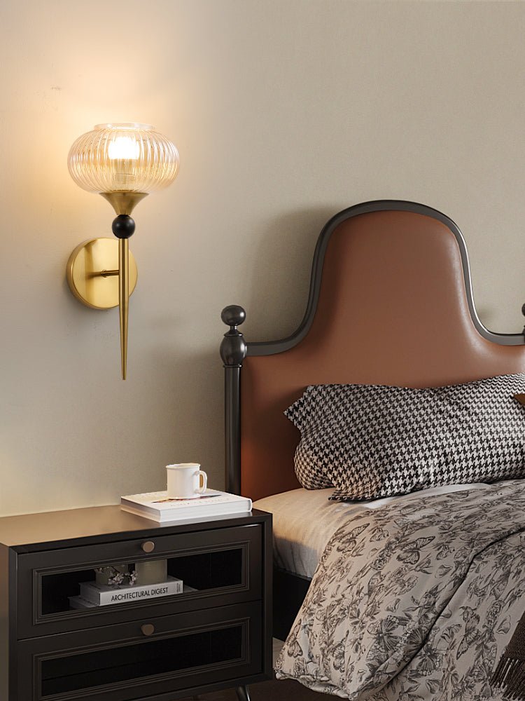 Isabelle Ribbed Glass Wall Sconce in Gold or Black
