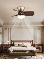 Miroter Ceiling Fan Light with LED, Flush Mount, Walnut & Nickel
