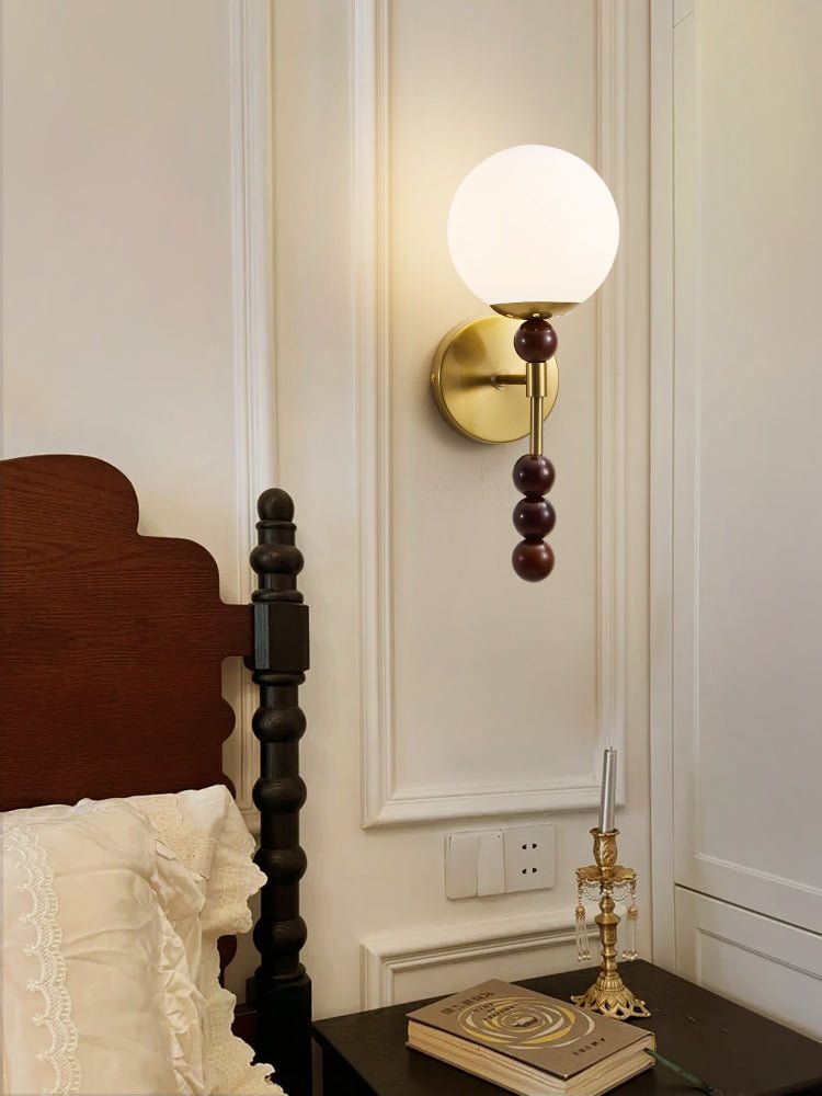 Colette Globe Wall Sconce in Gold or Walnut | Modern Luxury Lighting