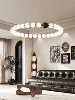 Celestial Bead Ring Chandelier – Modern LED Pendant for Dining and Living Spaces