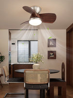 Miroter Ceiling Fan Light with LED, Flush Mount, Walnut & Nickel