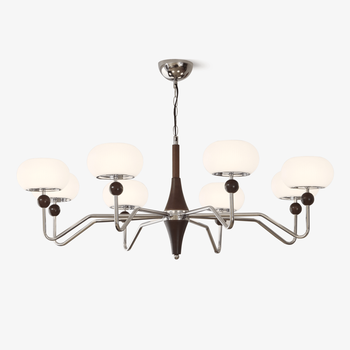 Nimira Modern Wood & Glass Chandelier – 8-Light Sculptural Pendant