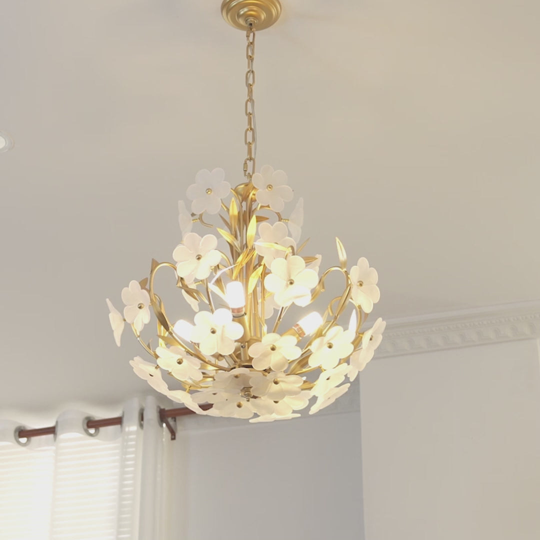 French Style 4 Light Glass Flower Bouquet Chandelier