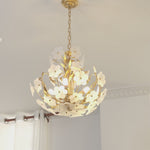 French Style 4 Light Glass Flower Bouquet Chandelier