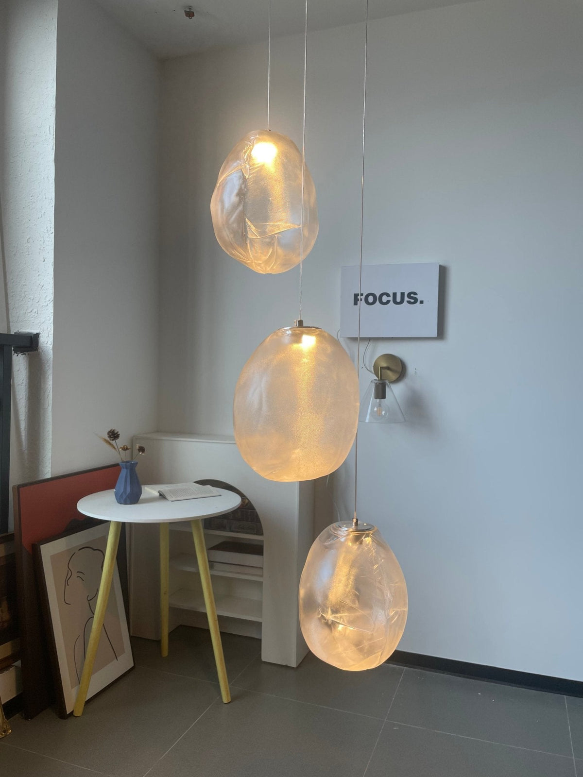 Liquid Glass Stone Pendant Light – Sculptural Blown Glass Chandelier