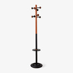 Scandinavian Solid Wood Coat Rack with Black Metal Accents