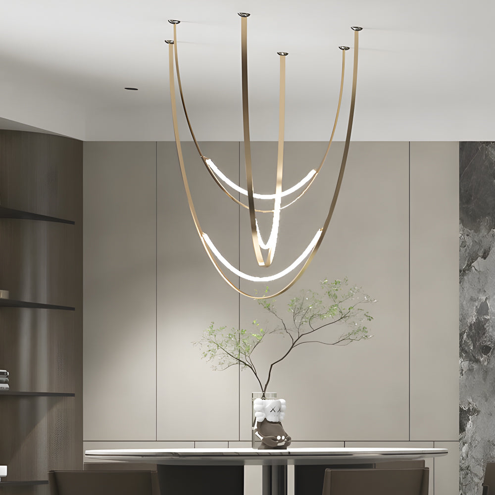 1 3 Leather Belts Led Pendant Light Modern Led Staircase Chandelier