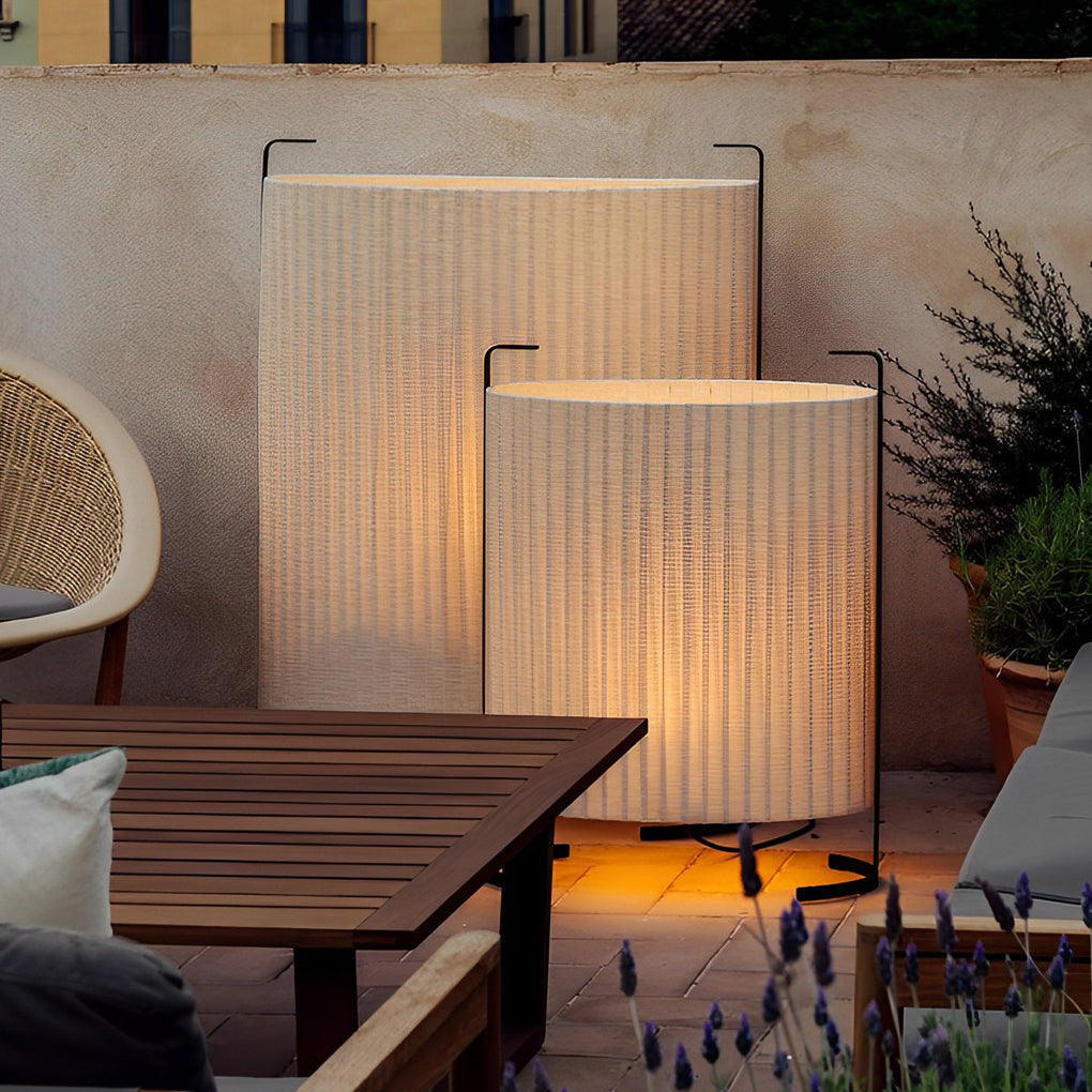 42 Inch Modern Japanese Style Fabric Outdoor Floor Lamp