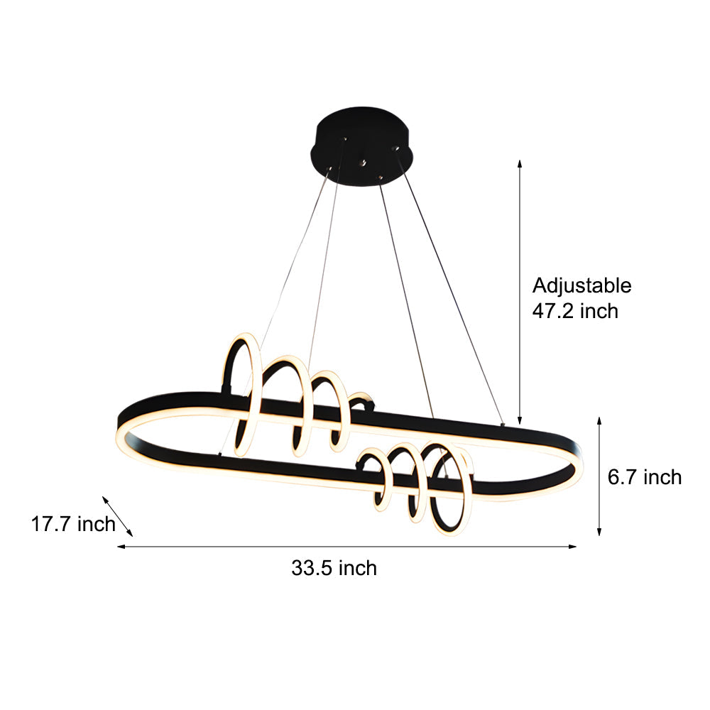Led Dimmable Spiral Lines Dining Room Chandelier Hanging Lighting